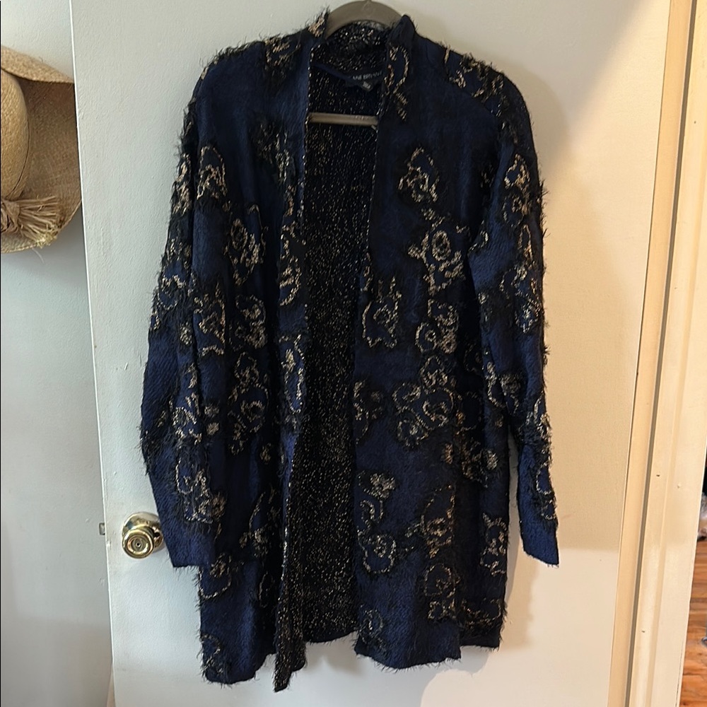 Navy, Black, and Gold Floral Cardigan